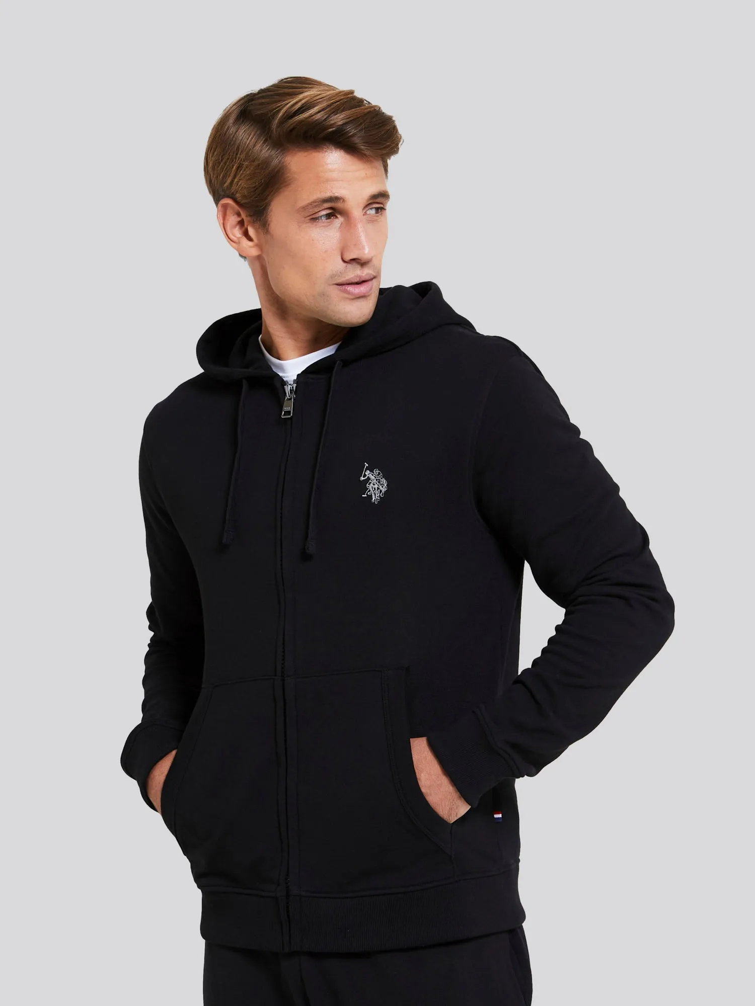 Mens Fleece Zip Hoodie in Black