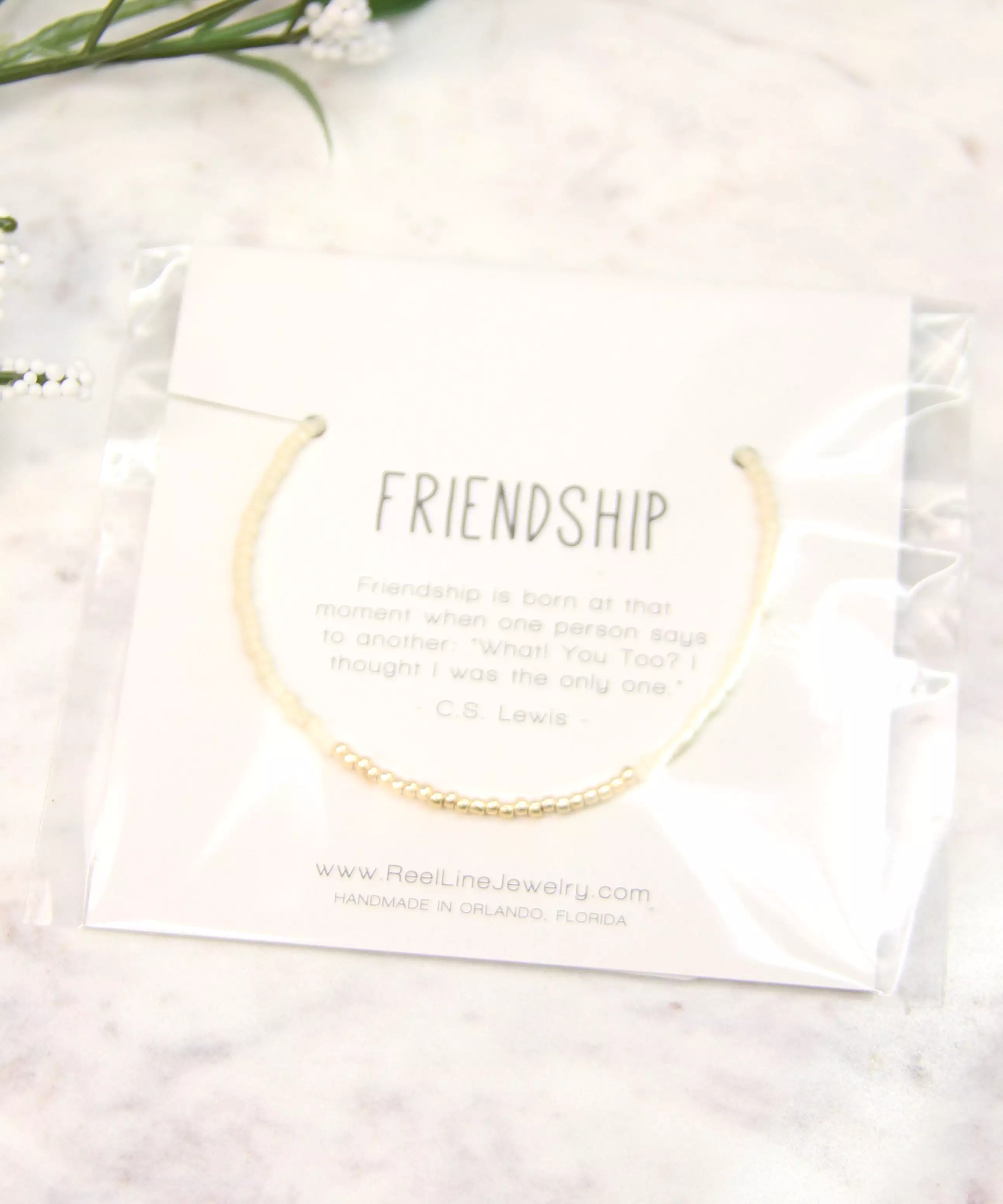 Minimalist Bracelet, Friendship - Sand/Gold