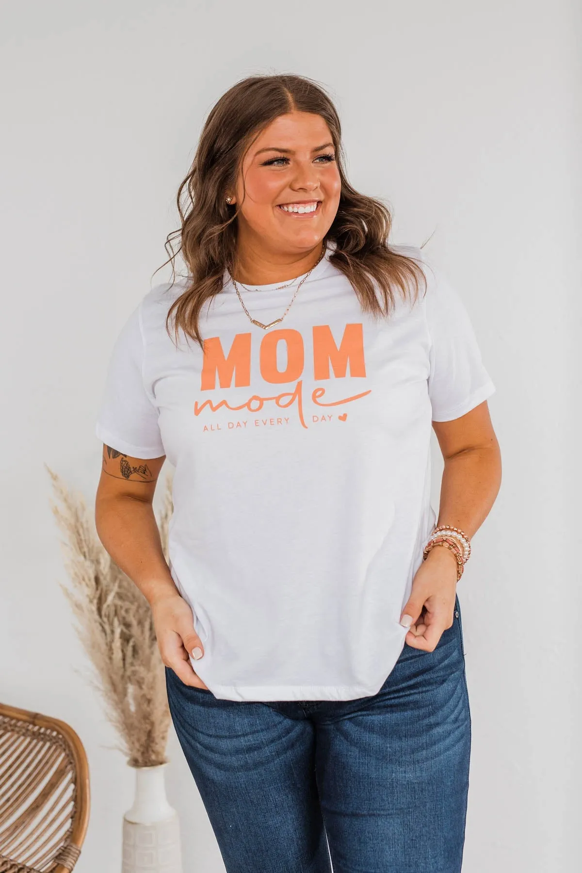 Mom Mode Graphic Tee- White