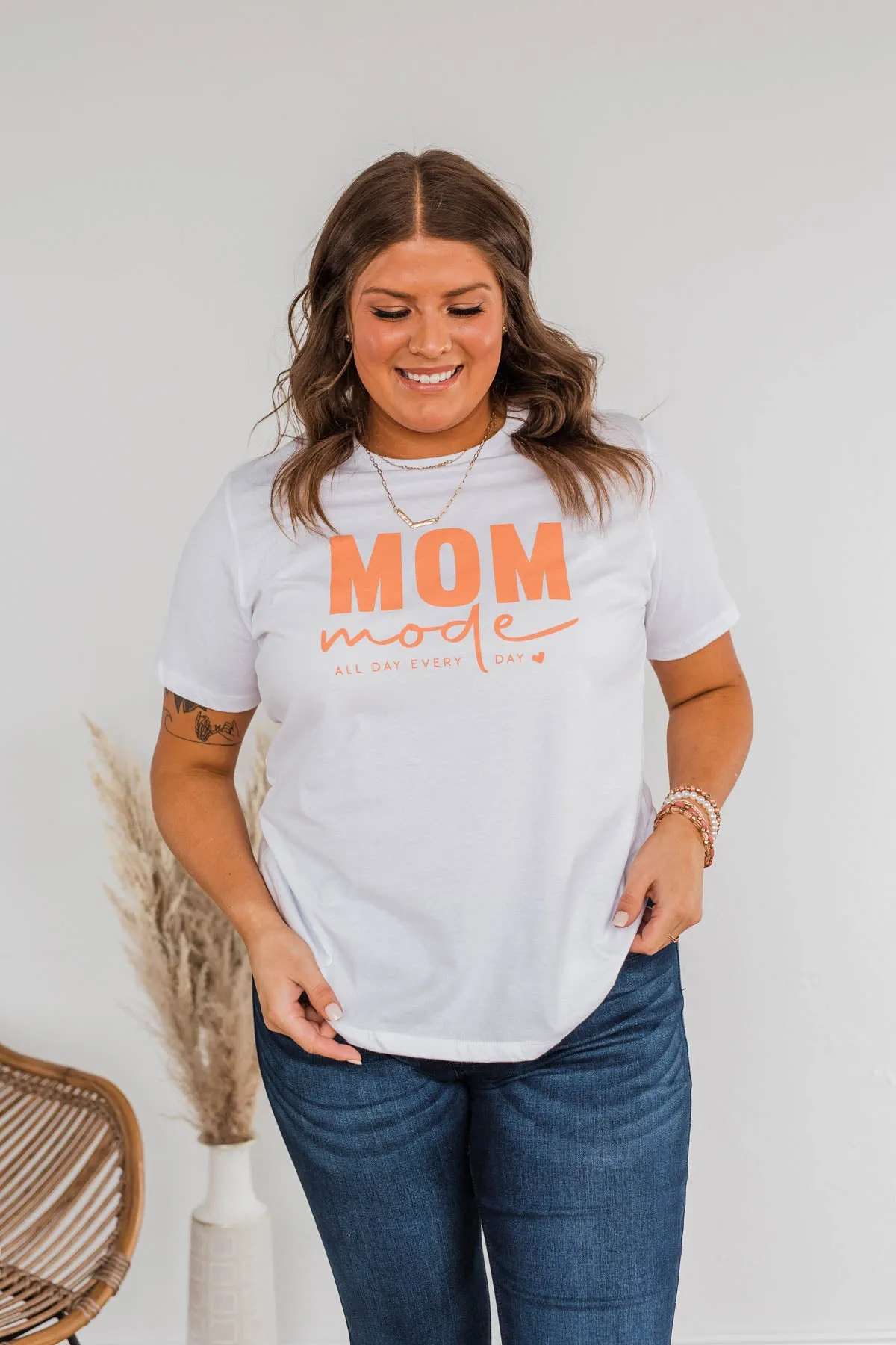 Mom Mode Graphic Tee- White