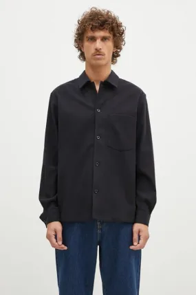 Norse Projects wool blend shirt Carsten Cotton Wool LS Shirt black color regular N40.0806.9999