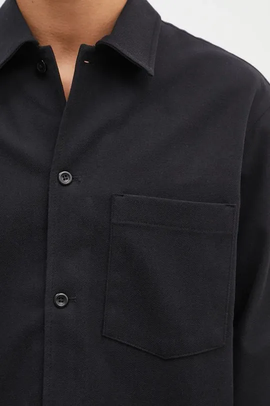 Norse Projects wool blend shirt Carsten Cotton Wool LS Shirt black color regular N40.0806.9999