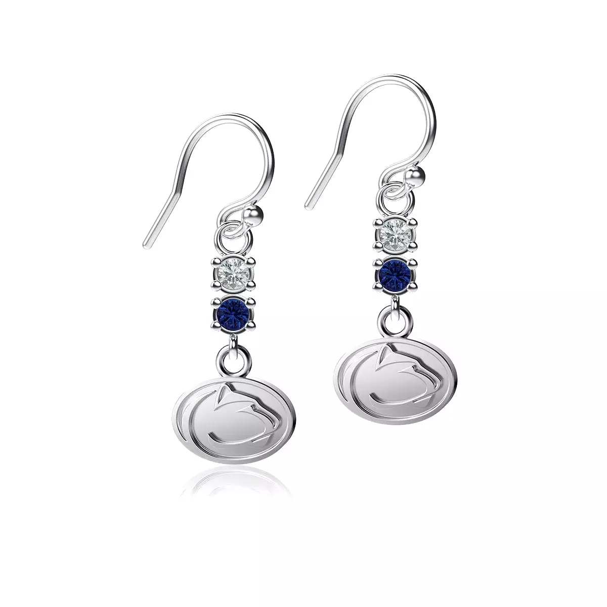 Penn State University Crystal Dangle Earrings - Silver