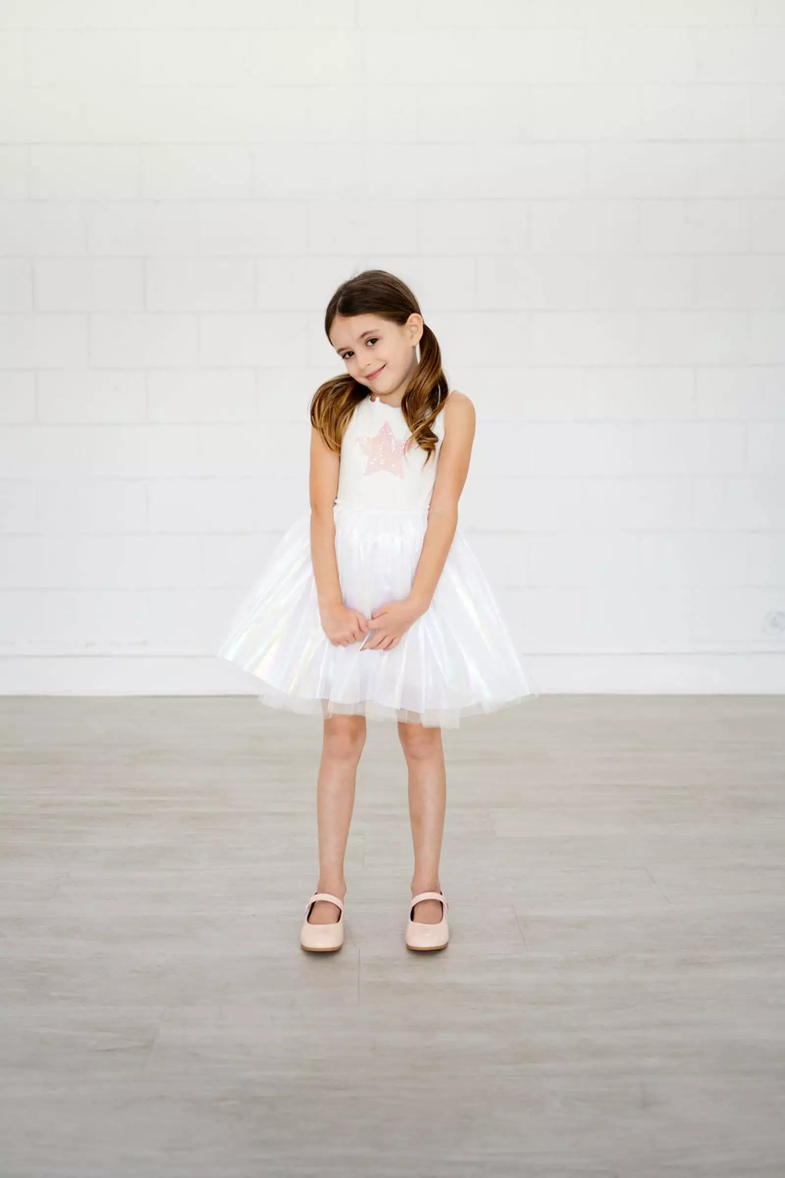 Petite Hailey Pearl Tutu Dress - White