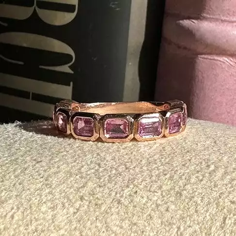 Pink Sapphire Bezel Sideways Set Eternity Ring