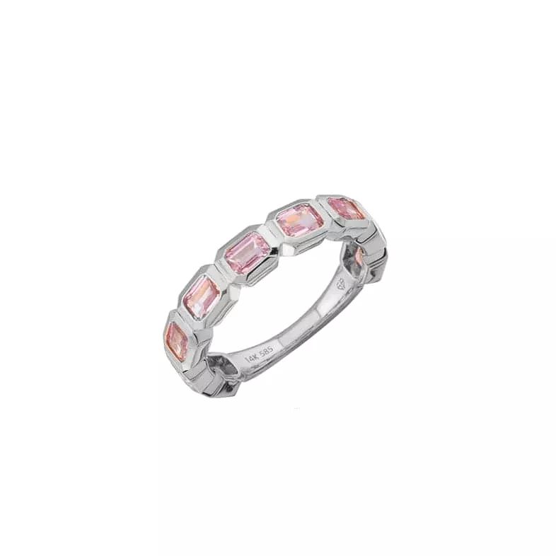 Pink Sapphire Bezel Sideways Set Eternity Ring