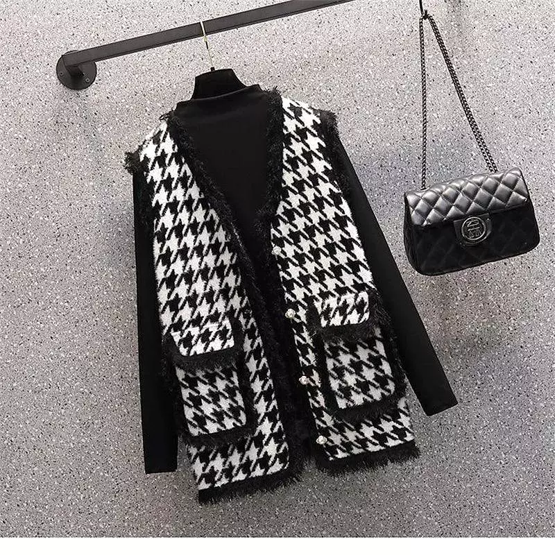 Plaid Women 3 Piece Sweater Set