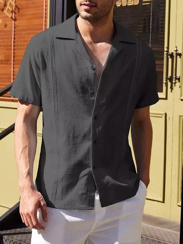 Plain Stitched Linen Shirt for Men