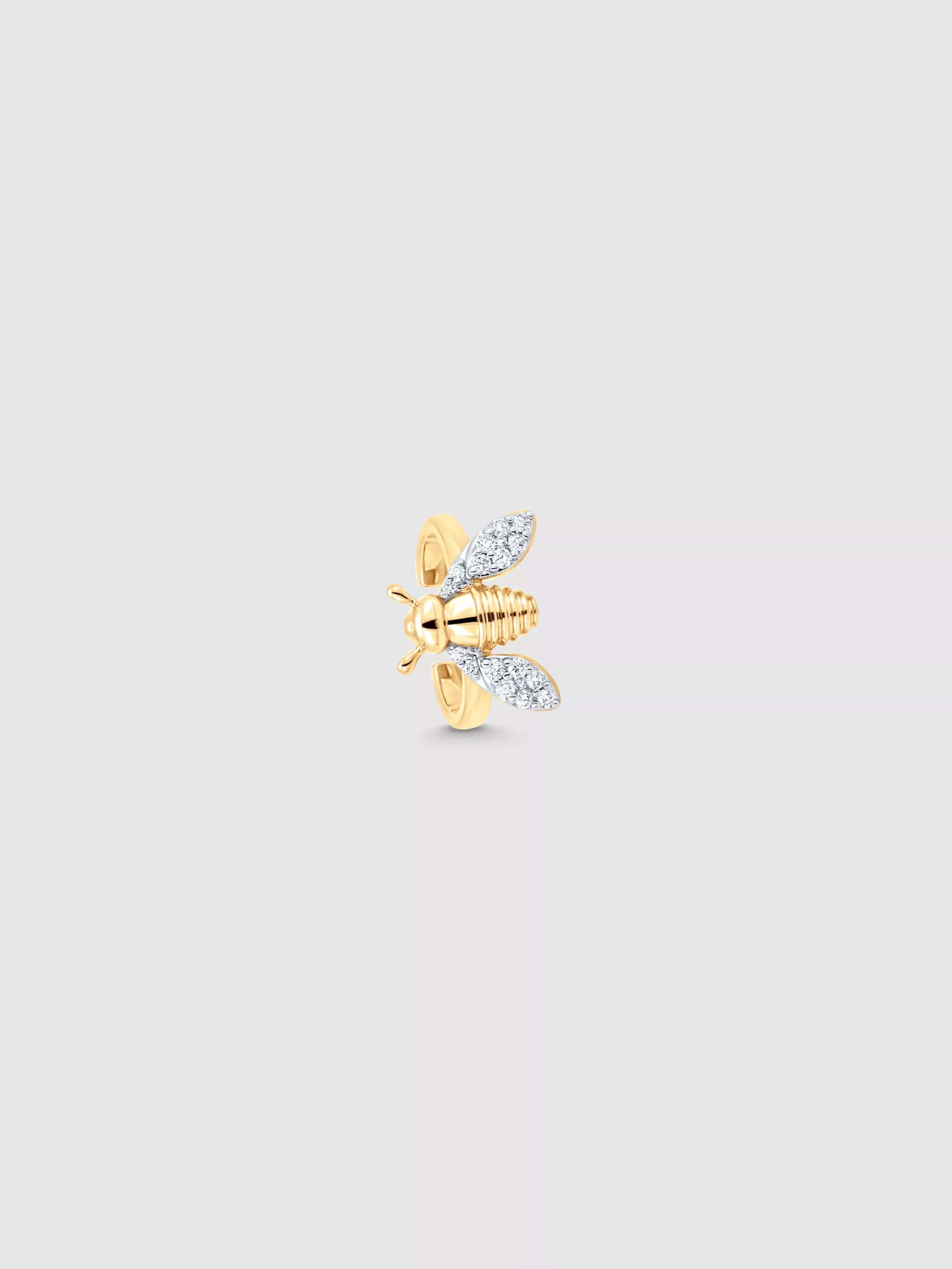 Queen Bee Yellow Gold White Diamond Ear Cuff