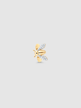 Queen Bee Yellow Gold White Diamond Ear Cuff