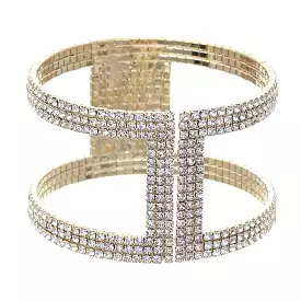 Rhinestone I Shape Memory Wire Bracelet