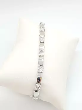 Rhinestone with Silver Plated Bracelet