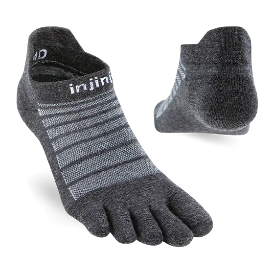 Run Lightweight No Show Toe Socks - Merino Wool