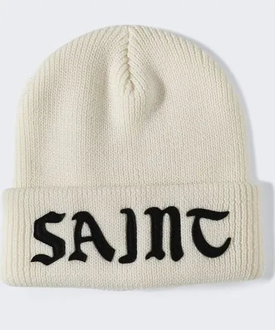 Saint Michael Wool Knit Beanie White