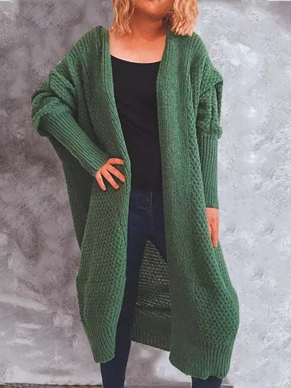 Scarf Collar Doll Sleeve Knit Long Sweater Cardigan