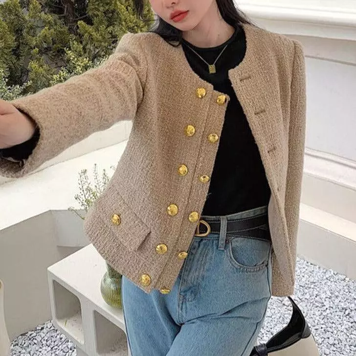 Short Double Breasted Tweed Jacket