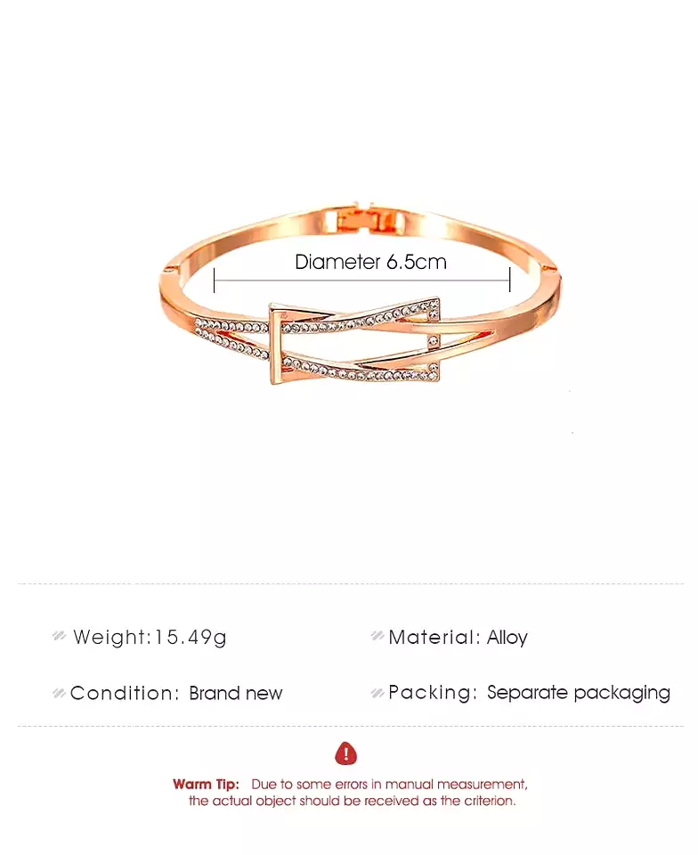 Silver Plated Rose Gold Golden Simple Knot Simple Cross Rhinestone Starry Bling Twining Double Row Round Alloy Bangles for Women