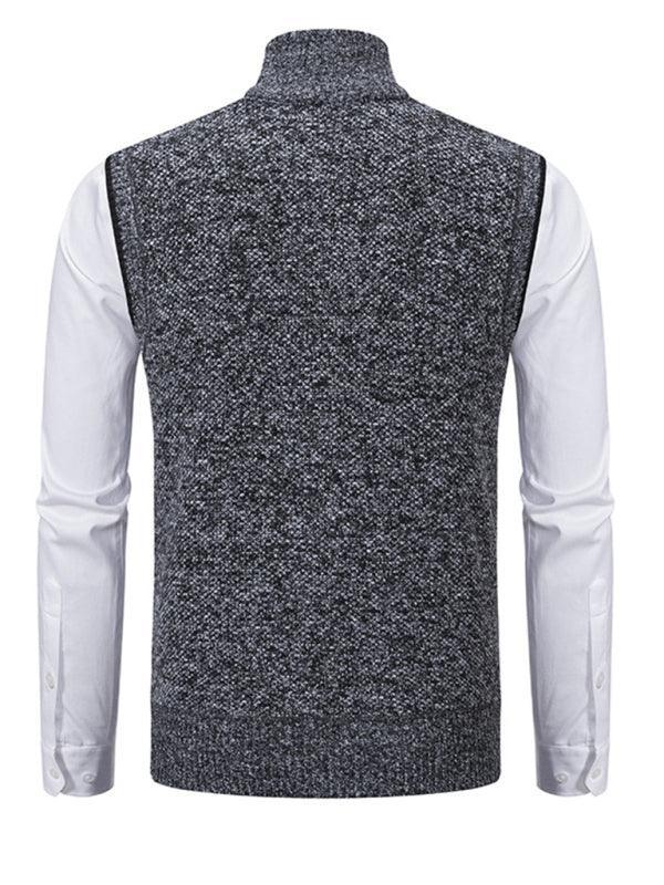 Stand Collar Sleeveless Knitted Men Vests