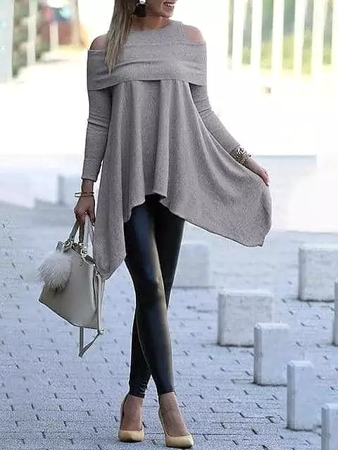 Stay Classy Women's Long Sleeve Cold Shoulder Sweater Dress