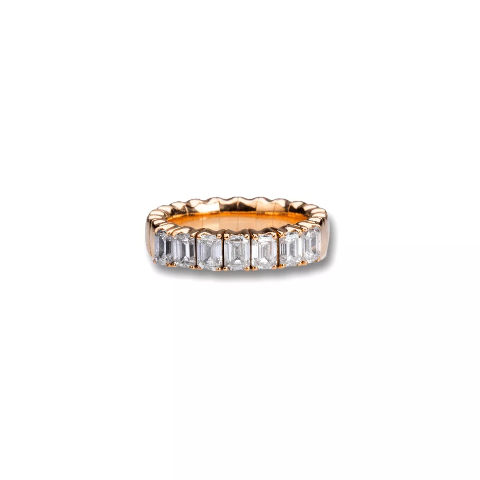 Stretch & Stack Emerald Cut Diamond Half Eternity Rings