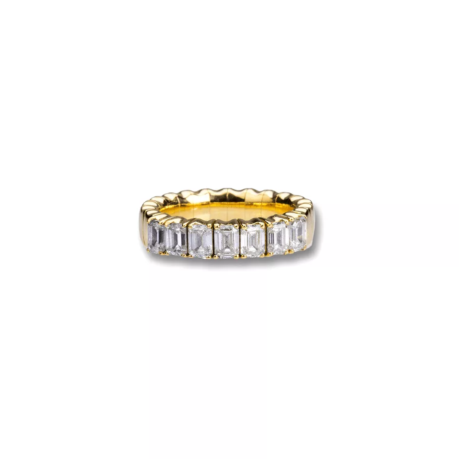 Stretch & Stack Emerald Cut Diamond Half Eternity Rings