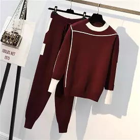 Striped Knitted 2-Piece Women Sweater Set