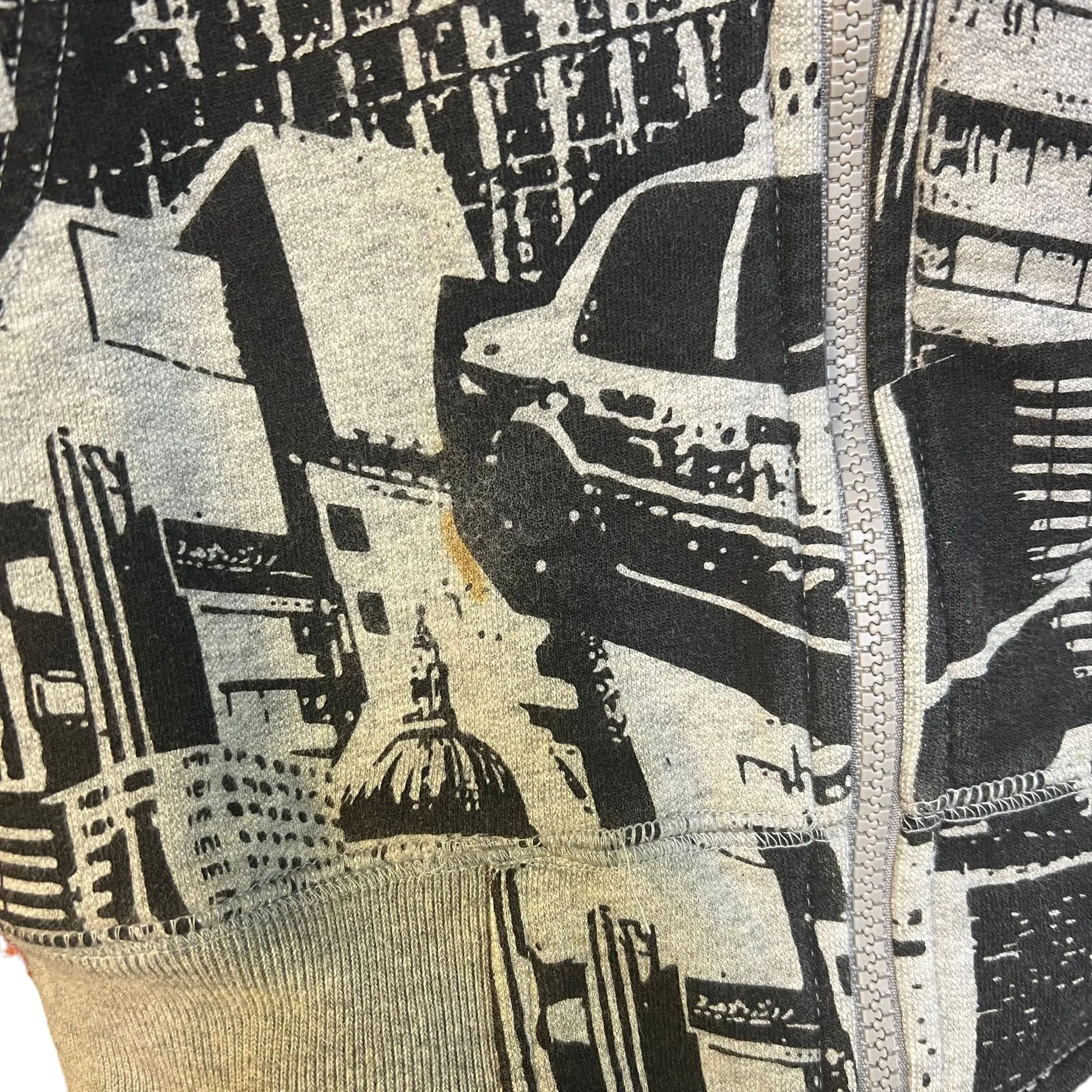 Stussy Cityscape All Over Print Zip-Up Hoodie Grey