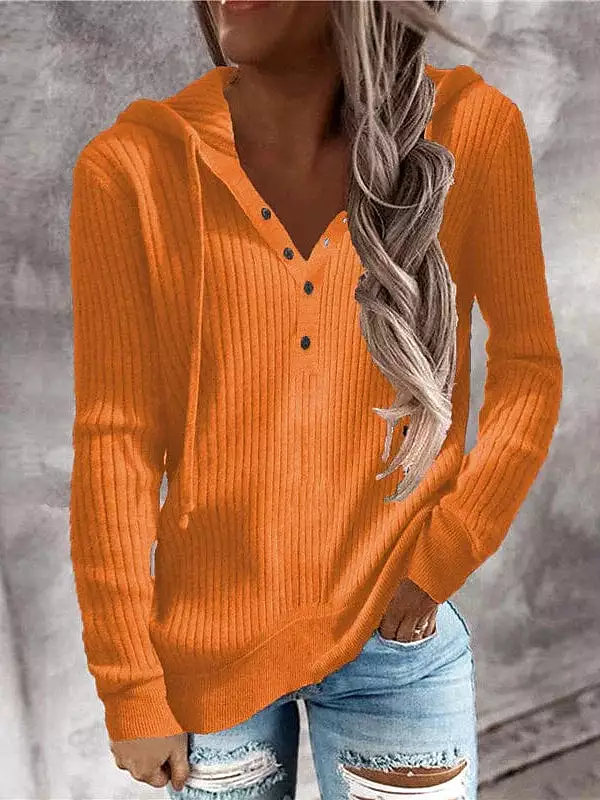 Stylish Chunky Cable Knit Women's Sweater Pullover with Buttons and Pockets