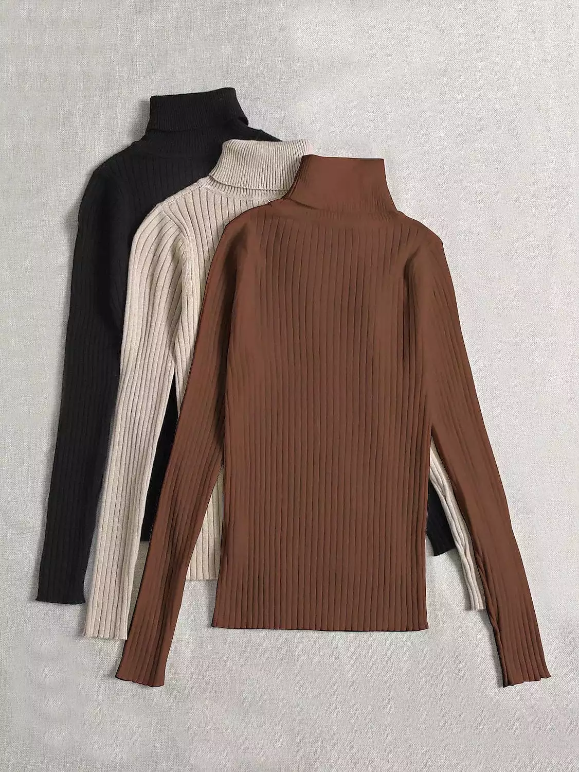 Stylish Women's Turtleneck Ribbed Knit Pullover Sweater