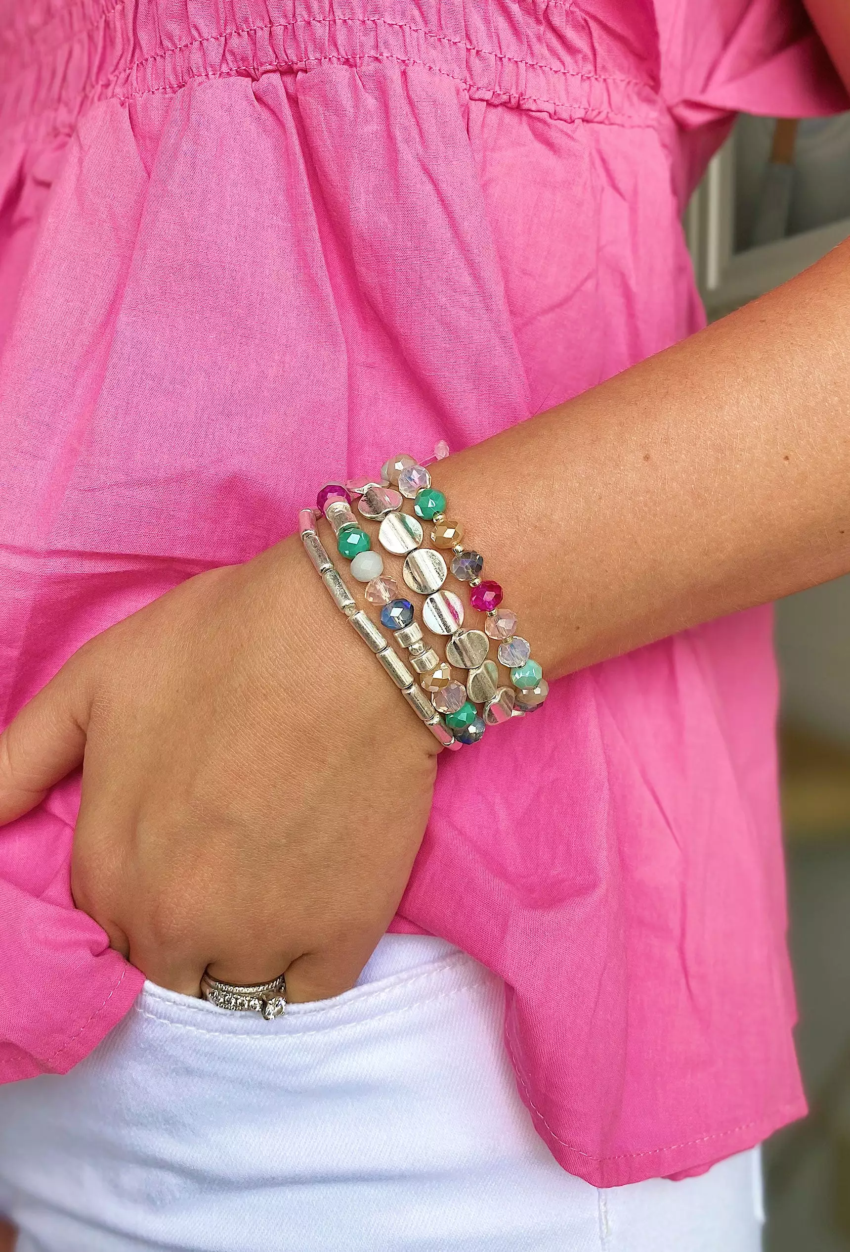 Sunstone Bracelet Set in Silver Multi