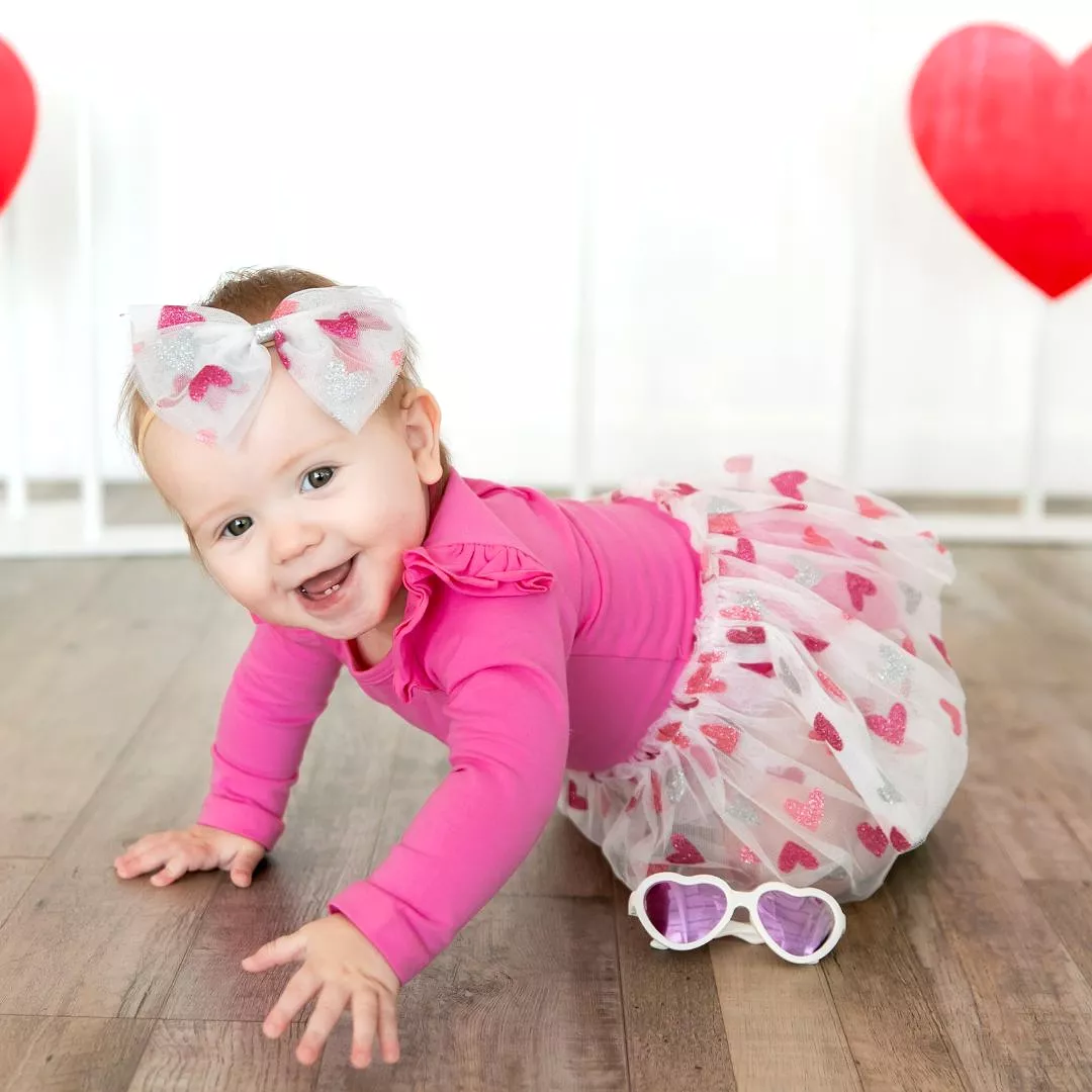 Sweet Wink Glitter Heart Valentine's Day L/S Tutu Bodysuit