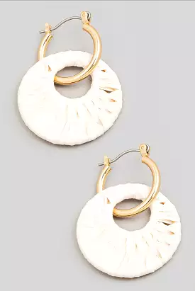 Tina Raffia Two Drop Earrings  White