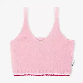 Tipped Sweater Tank Womens Short Sleeve Shirt (Pink)