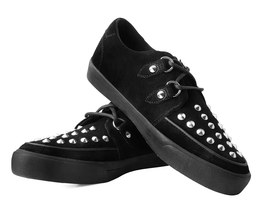 TUK-A3152 Black Suede Studded D-Ring Sneaker