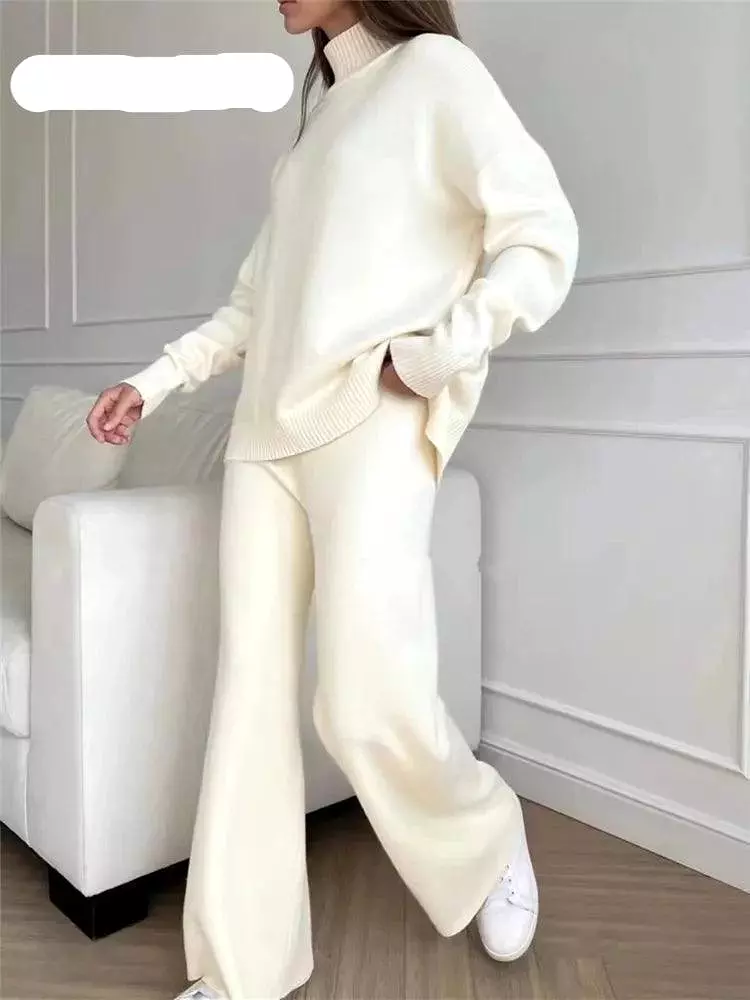 Turtleneck Women Pants Sweater Set