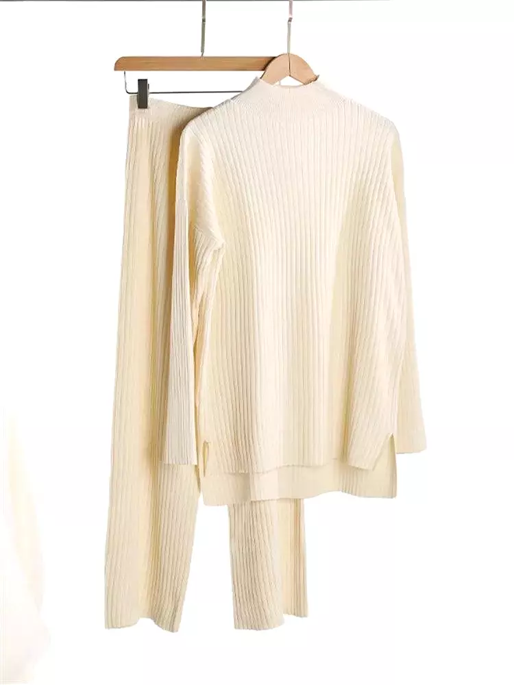 Turtleneck Women Pants Sweater Set