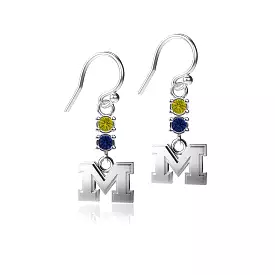 University of Michigan Crystal Dangle Earrings - Silver