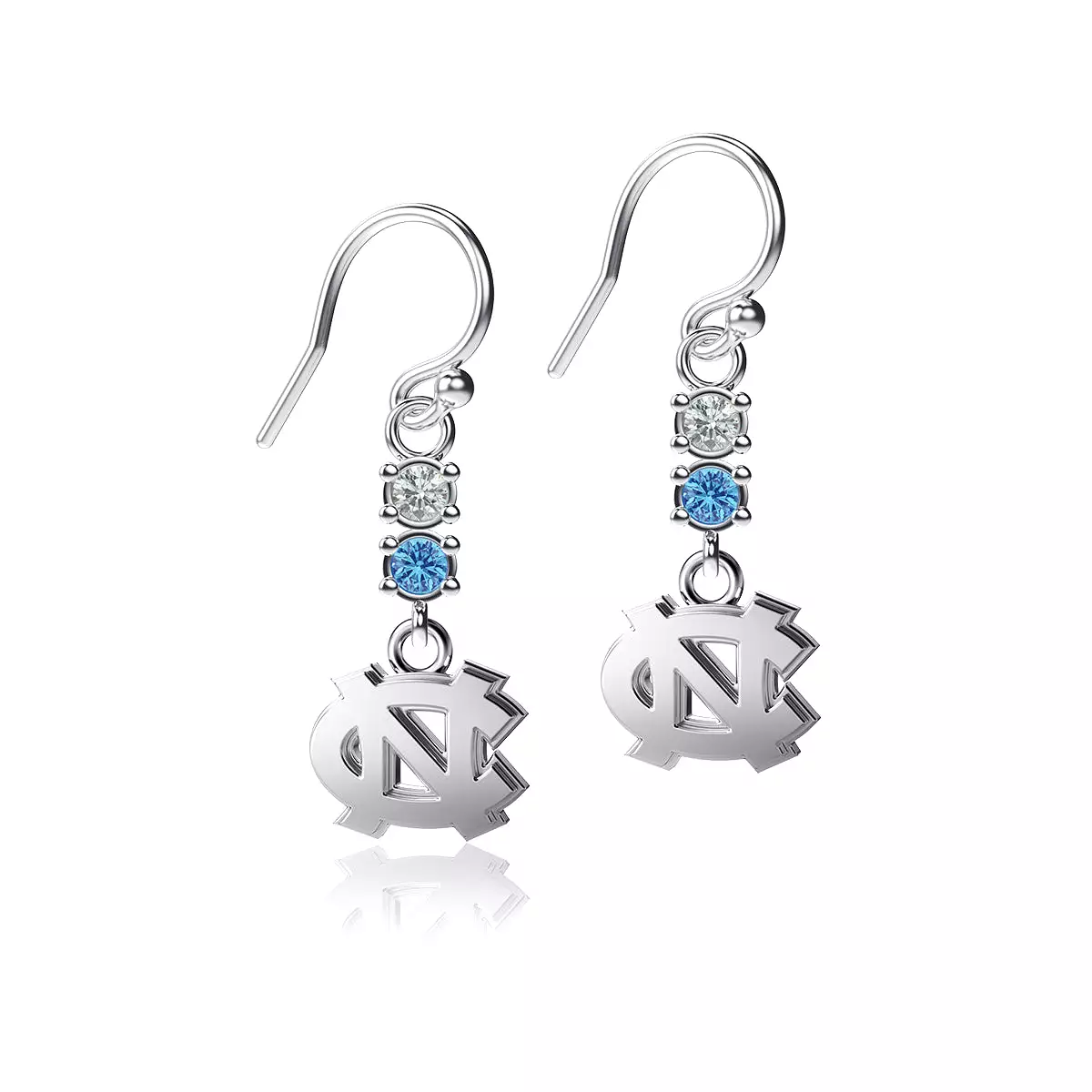 University of North Carolina Crystal Dangle Earrings - Silver