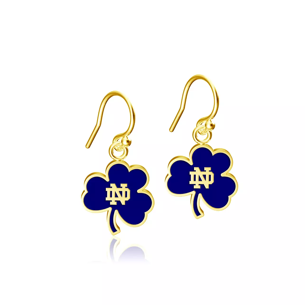 University of Notre Dame Shamrock Dangle Earrings - Gold Plated Enamel