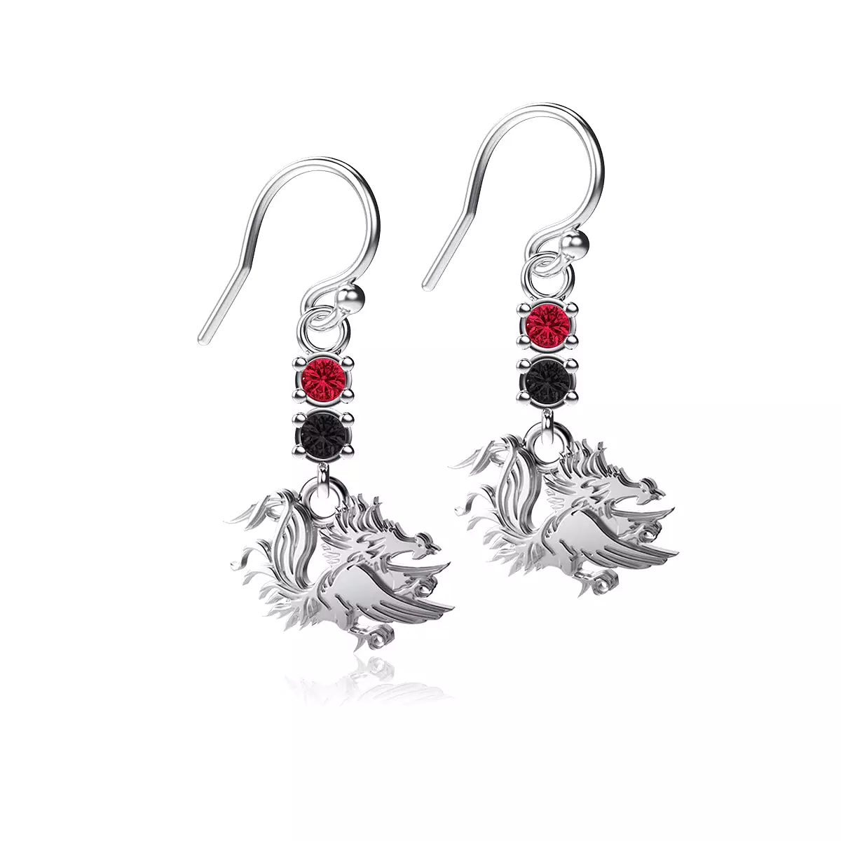 University of South Carolina Crystal Dangle Earrings - Silver