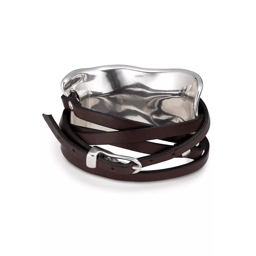 UNOde50 Sterling Silver-Plated Bracelet with Leather Straps