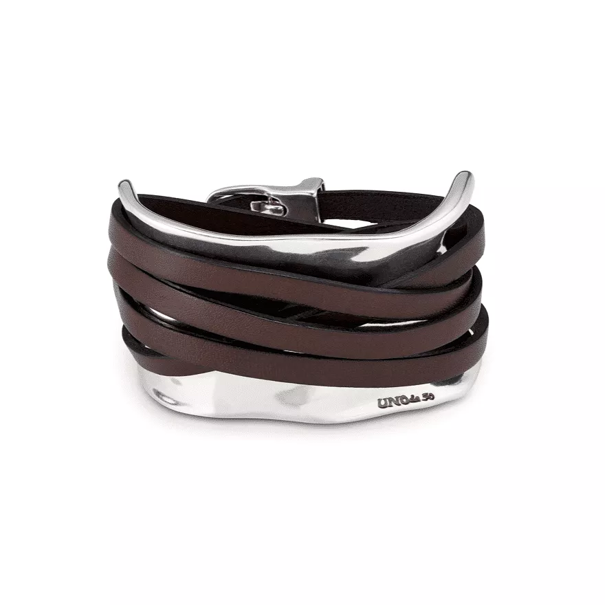 UNOde50 Sterling Silver-Plated Bracelet with Leather Straps