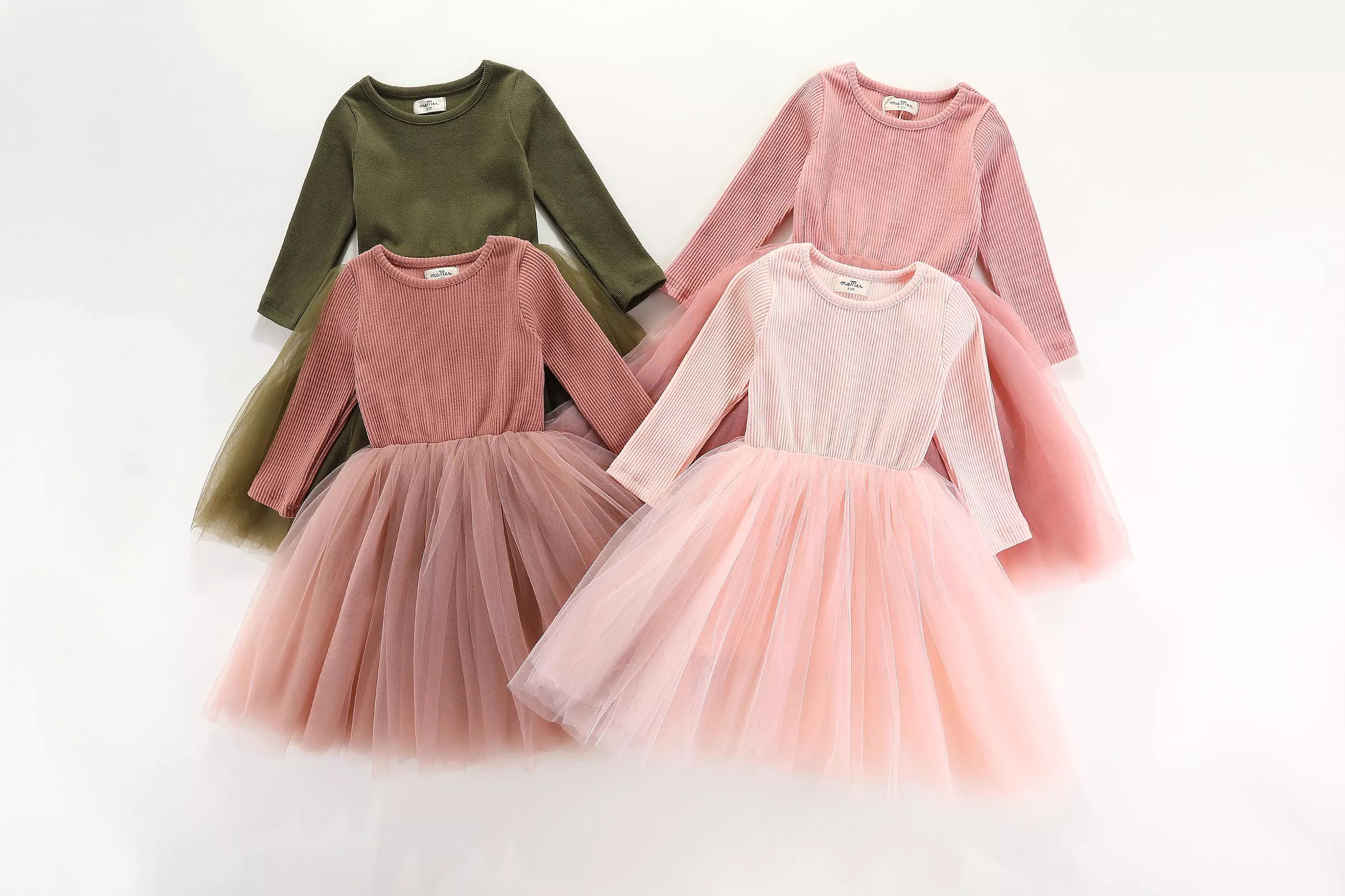 Valentina Long Sleeve Tutu Dress - OLIVE : 1-2Y, 2-3Y, 3-4Y, 4-5Y, 5-6Y, 6-8Y