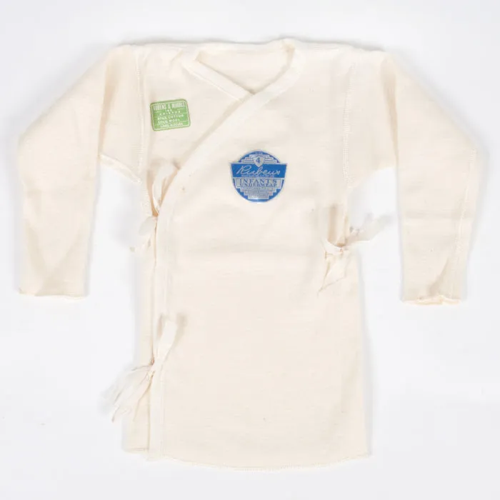 Vintage Baby Fold Over Tie Vest T-Shirt Cream