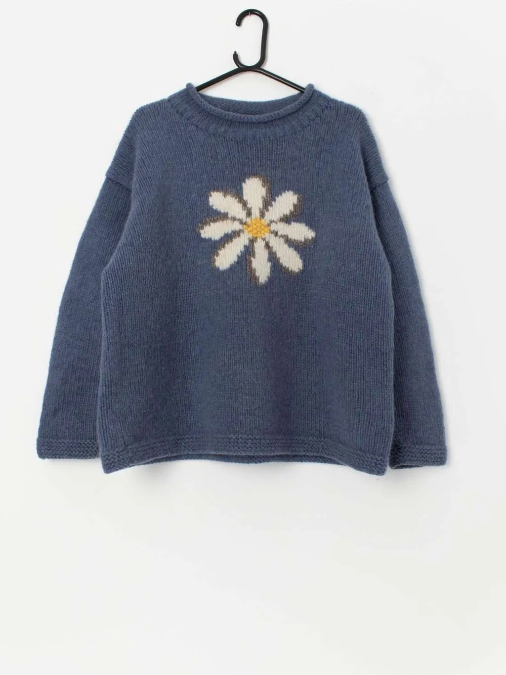 Vintage Pachamama chunky knit wool daisy jumper – Medium / Large