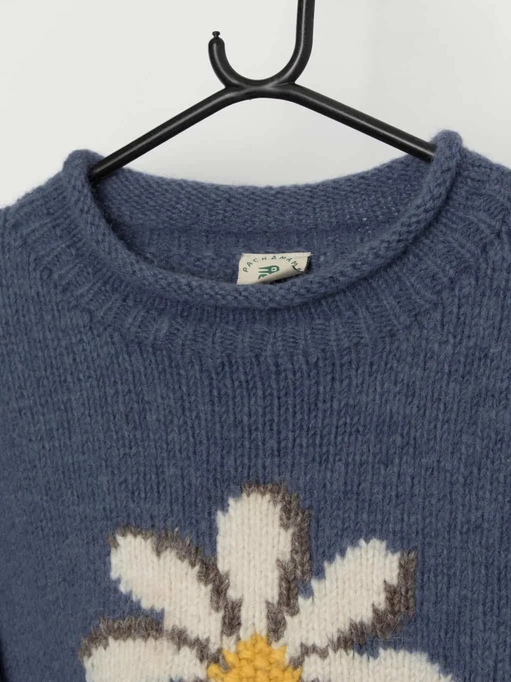 Vintage Pachamama chunky knit wool daisy jumper – Medium / Large