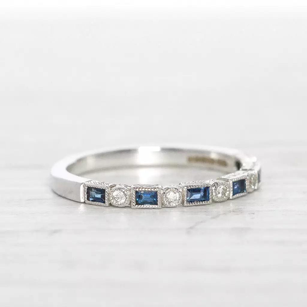 Vintage Style Sapphire and Diamond Band