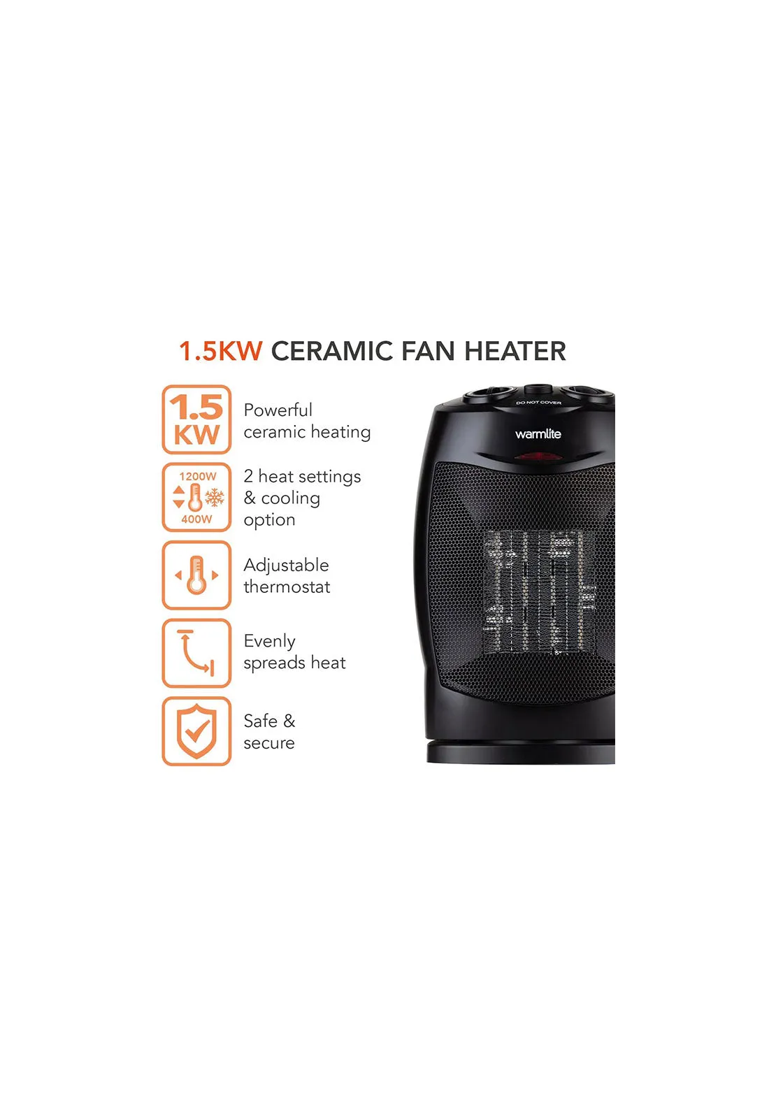 Warmlite Ceramic Fan Heater | WL44005