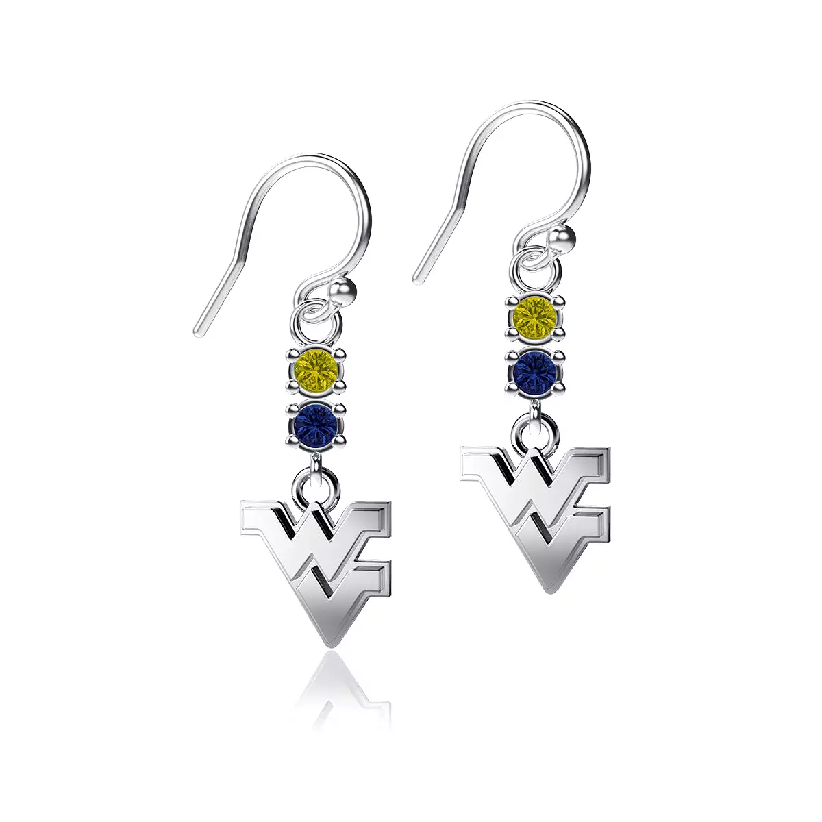 West Virginia University Crystal Dangle Earrings - Silver