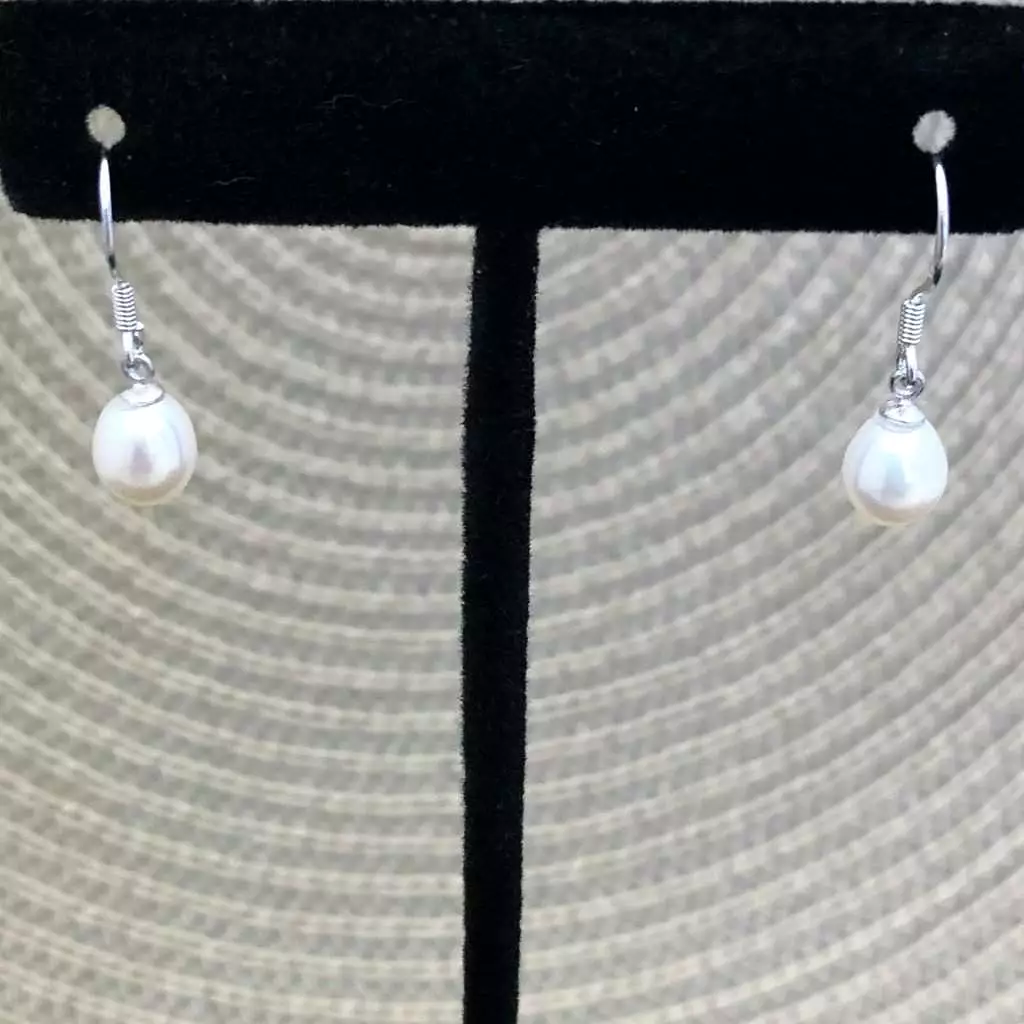 White Cultured Pearl Drop Earrings